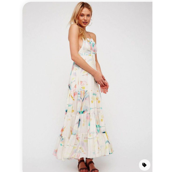 FREE PEOPLE Maxi Sun Dress NWT Watercolor Empi… - Picture 1 of 8